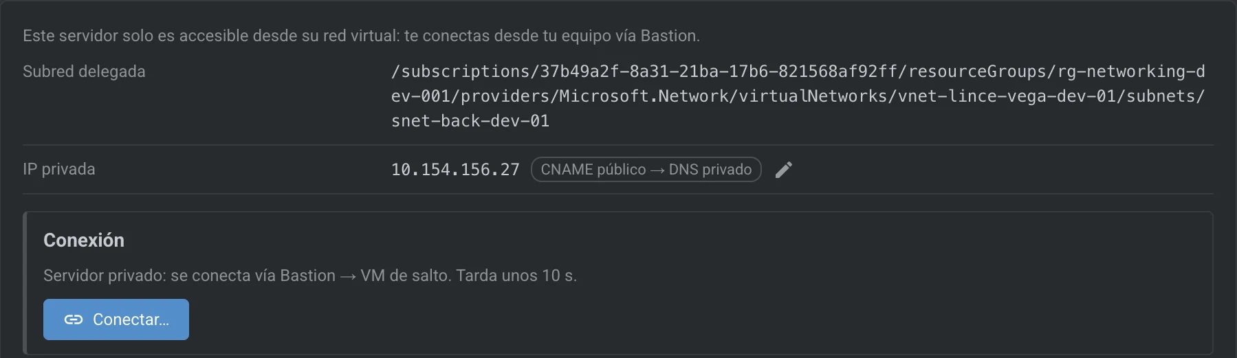Conexión a un servidor privado vía Bastion y VM de salto